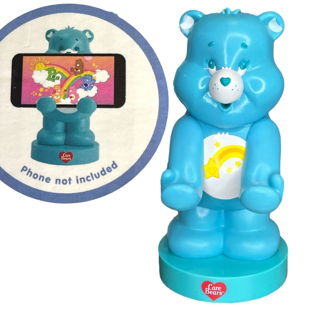 Care Bears Phone Holder Blue Wish Bear Table Top Desk Mobile Phone Stand Figure